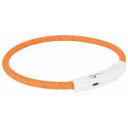 Flash anneau lumineux USB, en TPU/nylon, M–L: 45 cm/ø 7 mm, orange