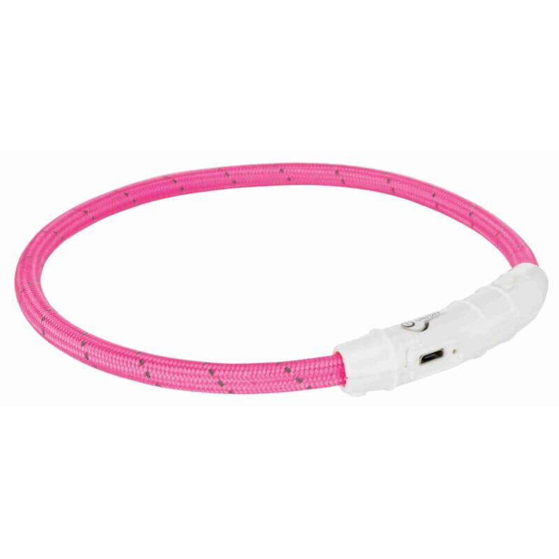 Flash anneau lumineux USB, en TPU/nylon, M–L: 45 cm/ø 7 mm, rose Flash anneau lumineux USB, en TPU/nylon, M–L: 45 cm/ø 7 mm, rose