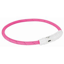 Flash anneau lumineux USB, en TPU/nylon, L–XL: 65 cm/ø 7 mm, rose