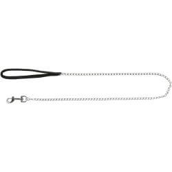 Laisse métal avec poignée en néoprène, L–XL: 1,00 m/4,0 mm, noir