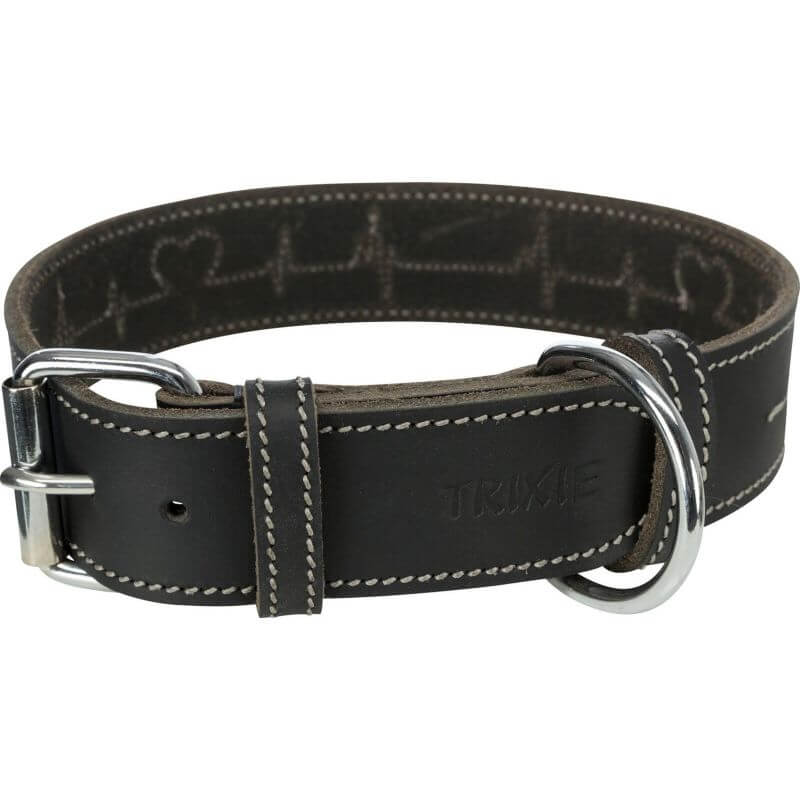 Rustic collier en cuir ciré et vieilli Heartbeat, M: 38–47 cm/40 mm, noir Rustic collier en cuir ciré et vieilli Heartbeat, M: 38–47 cm/40 mm, noir