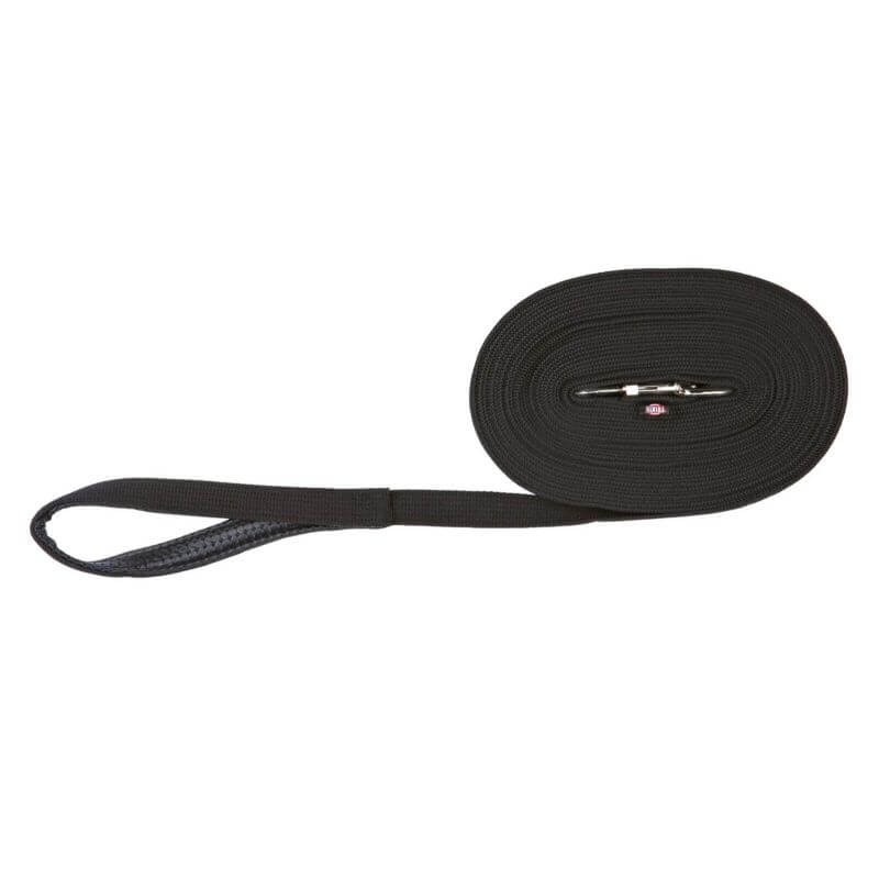 Laisse à pister, coton, M–L: 15 m/20 mm, noir
