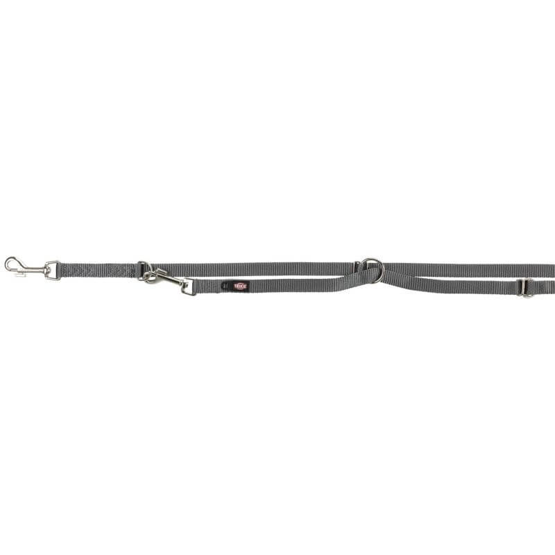Premium laisse réglable double, XS–S: 2,00 m/15 mm, gris graphite