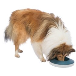 Slow Feeding gamelle Rocking, en plastique/TPR, 0,5 l/ø 23 cm, gris/bleu