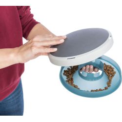 Slow Feeding gamelle Rocking, en plastique/TPR, 0,5 l/ø 23 cm, gris/bleu