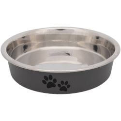 Gamelle, plate, pattes, acier inox/plast./caout., 0,25 l/ø 13 cm