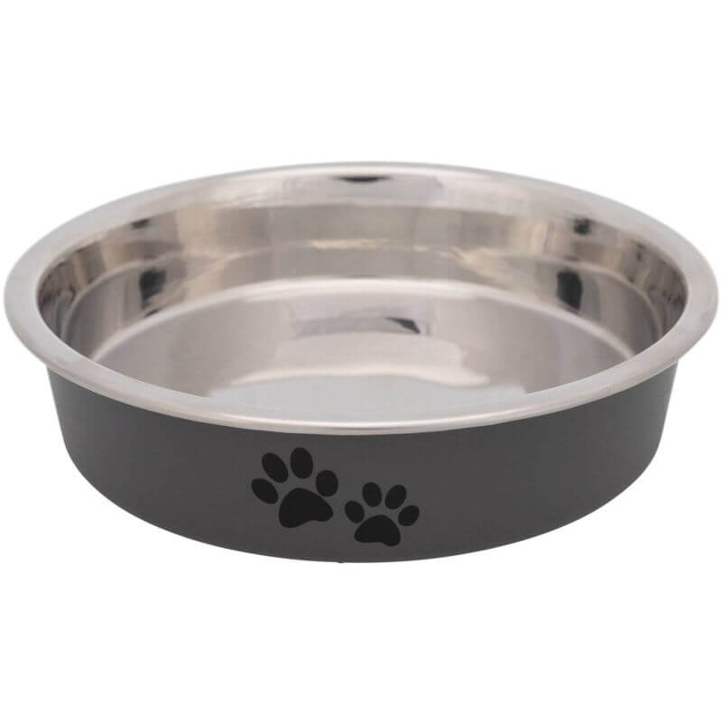 Gamelle, plate, pattes, acier inox/plast./caout., 0,25 l/ø 13 cm