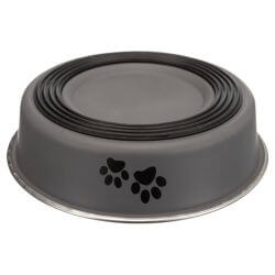Gamelle, plate, pattes, acier inox/plast./caout., 0,25 l/ø 13 cm