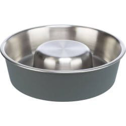 Slow Feeding Gamelle, en acier inox/plastique, 1 l/ø 21 cm
