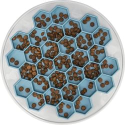 Slow Feeding plateau hive, en plastique/TPR/TPE, ø 30 cm, gris/bleu