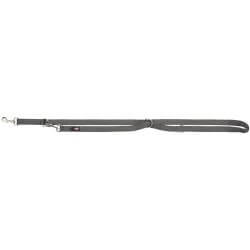 Premium laisse réglable double, M–L: 2,00 m/20 mm, gris graphite