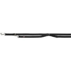 Premium laisse réglable double, L–XL: 2,00 m/25 mm, noir