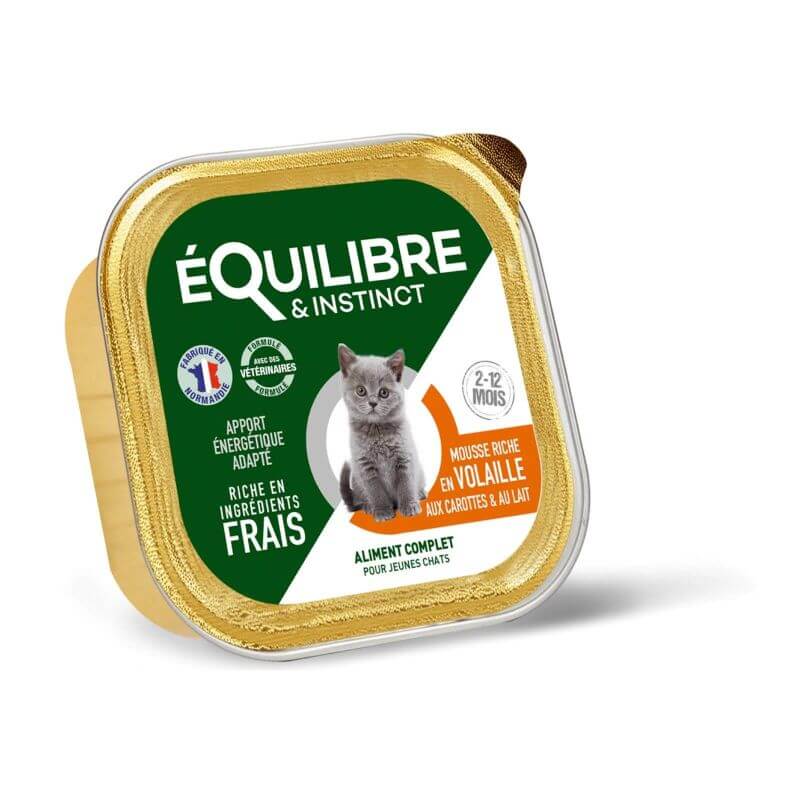 EQUILIBRE MOUSSE CHATON VOLAILLE CAROTTES & LAIT 85gr