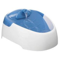 Fontaine à boire Duo Stream, en plastique, 1 l/20 × 12 × 23 cm, blanc/bleu