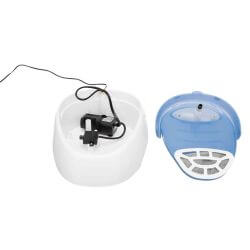 Fontaine à boire Duo Stream, en plastique, 1 l/20 × 12 × 23 cm, blanc/bleu