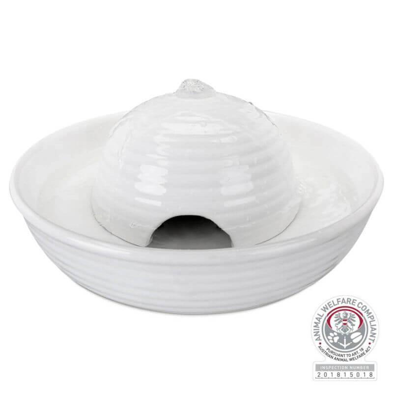 Fontaine à boire Vital Flow Mini, en céramique, 0,8 l/ø 24 × 10 cm, blanc Fontaine à boire Vital Flow Mini, en céramique, 0,8 l/ø 24 × 10 cm, blanc
