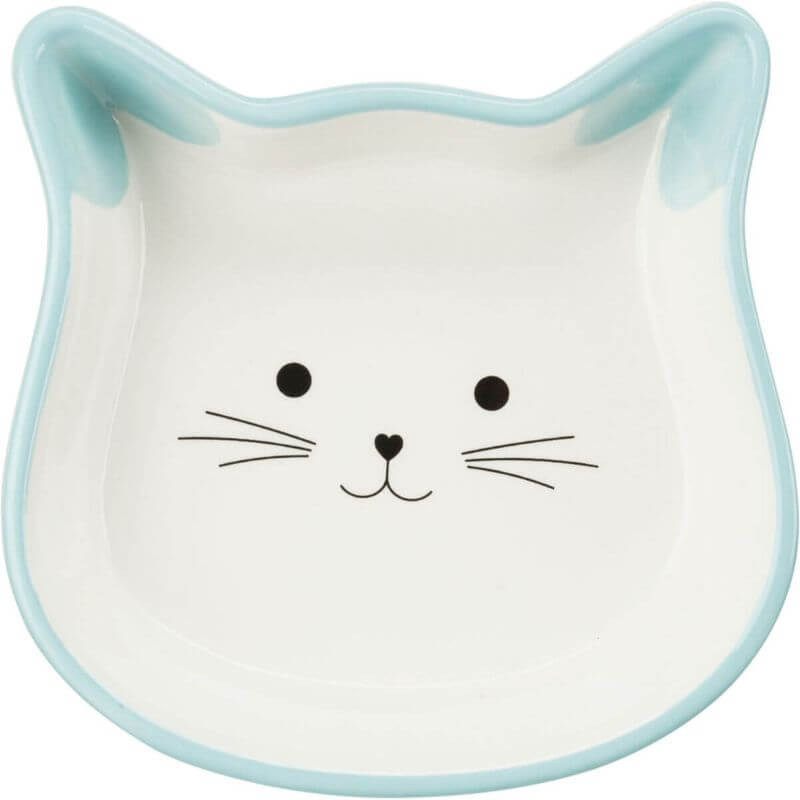Gamelle, tête de chat avec visage, en céramique, 0,25 l/12 × 12 cm
