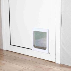 Chatière pour chiens, 2 positions, avec tunnel, XS–S: 25 × 29 cm, blanc