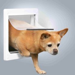 Chatière pour chiens, 2 positions, avec tunnel, XS–S: 25 × 29 cm, blanc