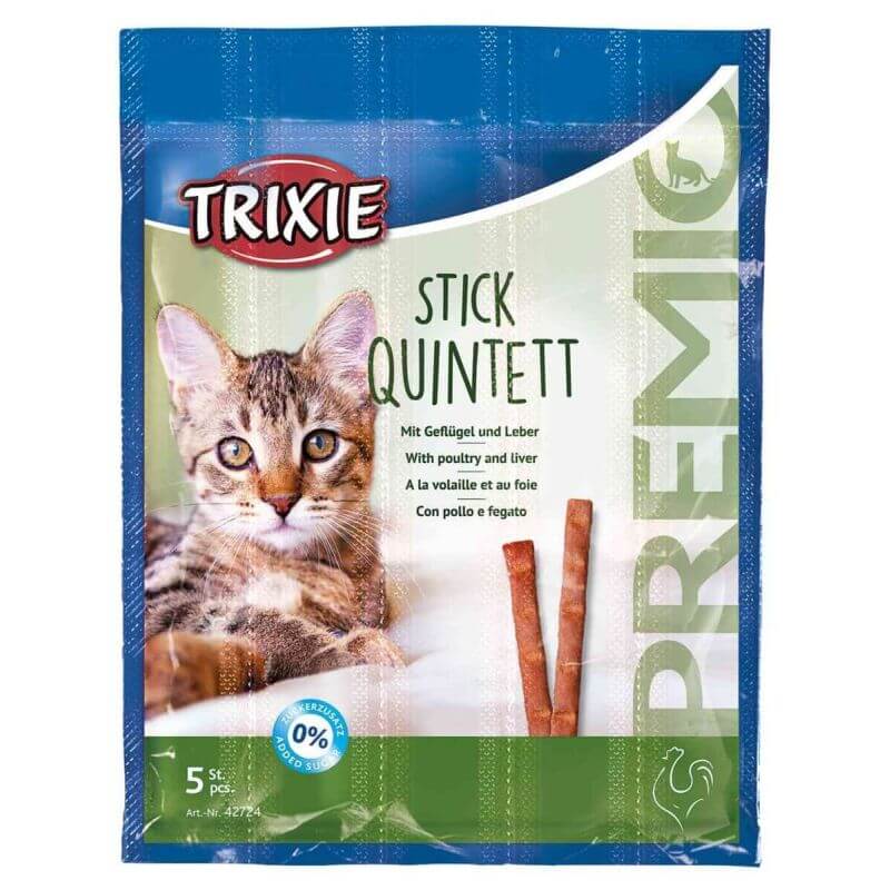 PREMIO Stick Quintett, à la volaille/au foie, 5 × 5 g PREMIO Stick Quintett, à la volaille/au foie, 5 × 5 g