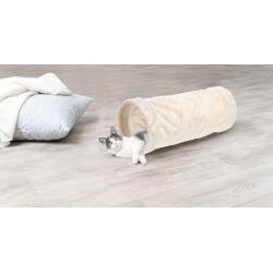 Tunnel de jeu, en peluche, ø 22 × 60 cm, beige