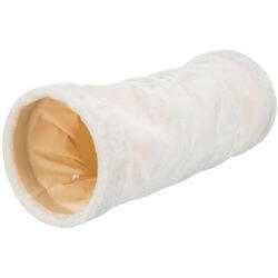 Tunnel de jeu, en peluche, ø 22 × 60 cm, beige