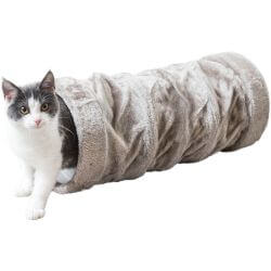 Tunnel de jeu, en peluche, ø 22 × 60 cm, gris