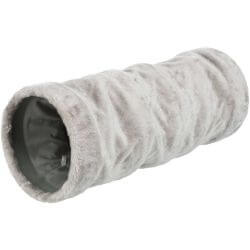 Tunnel de jeu, en peluche, ø 22 × 60 cm, gris