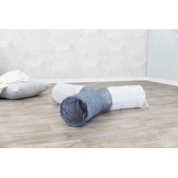 Tunnel de jeu, 4 entrées + ressort, nylon, 3 × ø 22 × 50 cm, gris foncé/gris cla