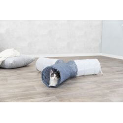 Tunnel de jeu, 4 entrées + ressort, nylon, 3 × ø 22 × 50 cm, gris foncé/gris cla