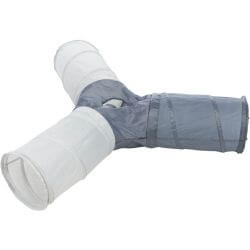 Tunnel de jeu, 4 entrées + ressort, nylon, 3 × ø 22 × 50 cm, gris foncé/gris cla