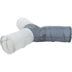 Tunnel de jeu, 4 entrées + ressort, nylon, 3 × ø 22 × 50 cm, gris foncé/gris cla