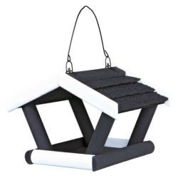 natura mangeoire oiseaux suspendue, en pin, 17 × 19 × 14 cm, noir/blanc
