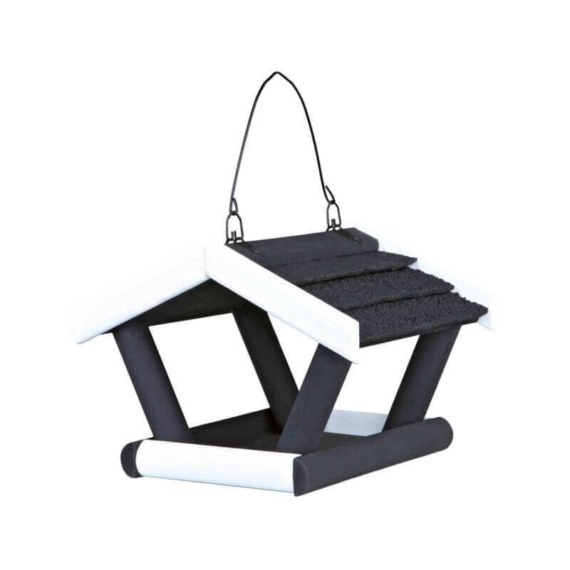natura mangeoire oiseaux suspendue, en pin, 17 × 19 × 14 cm, noir/blanc