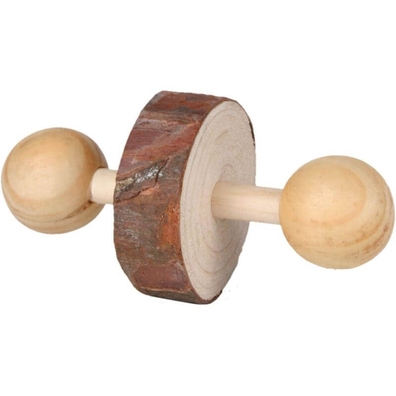 Haltères, en bois d'écorce, ø 4,5 × 9 cm, 2 Pcs Haltères, en bois d'écorce, ø 4,5 × 9 cm, 2 Pcs
