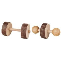 Haltères, en bois d'écorce, ø 4,5 × 9 cm, 2 Pcs