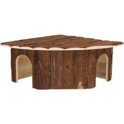 Maison d'angle Jesper, 2 sor., lapin, b. d'écorce, 52 × 18 × 37/37 cm