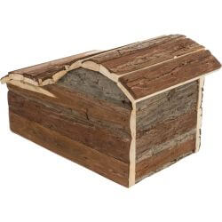 Maison Hanna, cochon d'Inde, bois d'écorce/flammée, 31 × 19 × 19 cm