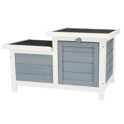natura clapier avec 2 sorties, 70 × 43 × 45 cm, gris/blanc