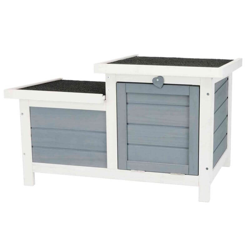 natura clapier avec 2 sorties, 70 × 43 × 45 cm, gris/blanc