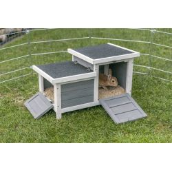 natura clapier avec 2 sorties, 70 × 43 × 45 cm, gris/blanc