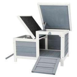 natura clapier avec 2 sorties, 70 × 43 × 45 cm, gris/blanc