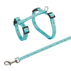 Harnais avec laisse, lapin, motif lapin-carottes, 25–44 cm/10 mm, 1,25 m