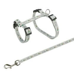Harnais avec laisse, lapin, motif lapin-carottes, 25–44 cm/10 mm, 1,25 m