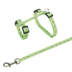 Harnais avec laisse, lapin, motif lapin-carottes, 25–44 cm/10 mm, 1,25 m