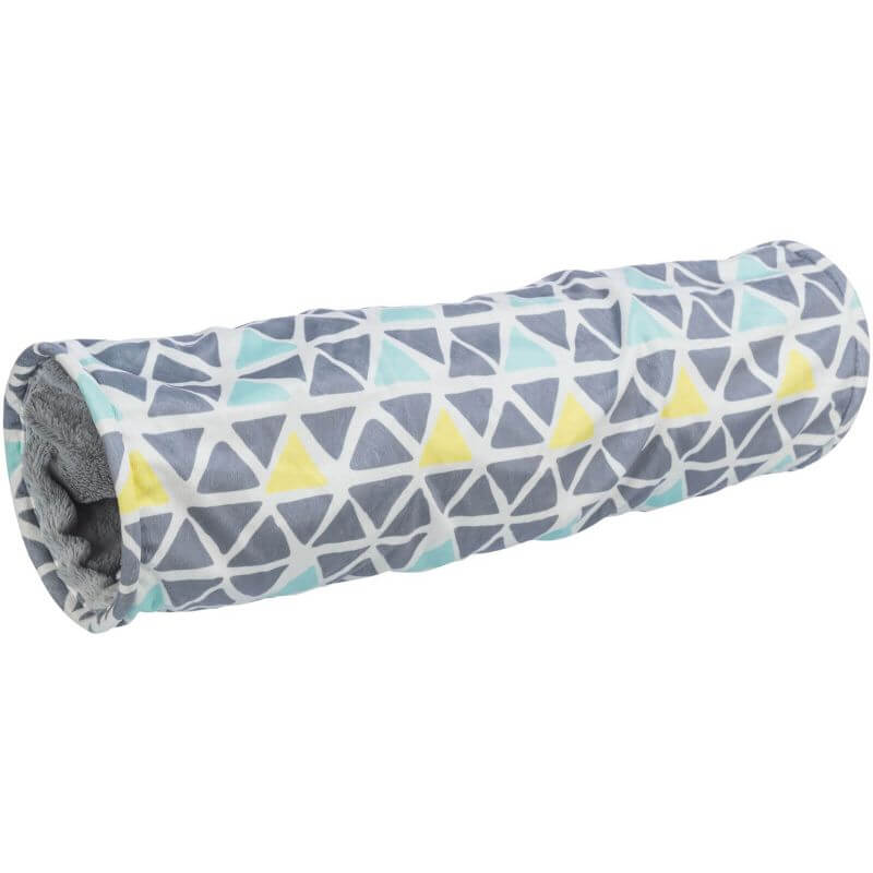 Tunnel douillet Sunny, en peluche, ø 19 × 70 cm, multicolore/gris