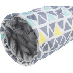 Tunnel douillet Sunny, en peluche, ø 19 × 70 cm, multicolore/gris