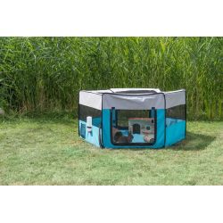 Enclos + filet/base, cochons d'Inde, en polyester, ø 130 × 55 cm, turquoise/gris