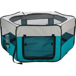 Enclos + filet/base, cochons d'Inde, en polyester, ø 130 × 55 cm, turquoise/gris