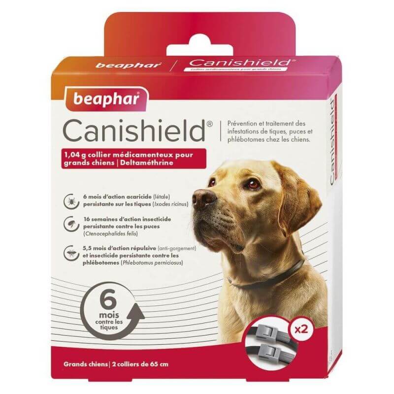 CANISHIELD® 1,04 g collier médicamenteux pour grands chiens à la deltaméthrine - x 2 colliers 65 cm CANISHIELD® 1,04 g collier médicamenteux pour grands chiens à la deltaméthrine - x 2 colliers 65 cm